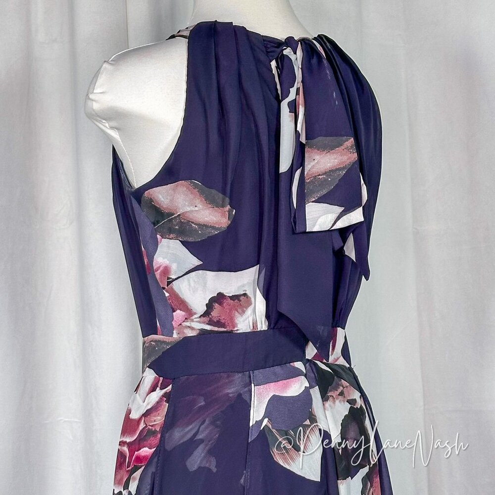 Betsy & Adam Floral Ruffled Chiffon Maxi Dress Size 2 - Picture 9 of 12